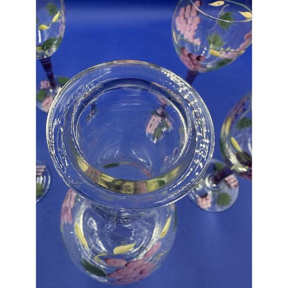 Hand Painted Wine Decanter & Wine Glass Set by Home Essentials & Beyond Grape - Picture 8 of 16